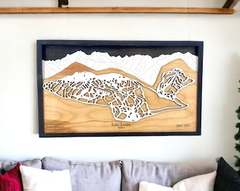 Lake Louise Ski Resort 3D Wood Map - Alberta, Canada