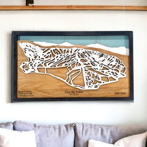 Taos Ski Valley, New Mexico- Ski Decor, Houten Skikaart, Ski Trail Art, 3D Gelaagde Ski Resort Kaart, Ski House Decor, Snowboard Decor