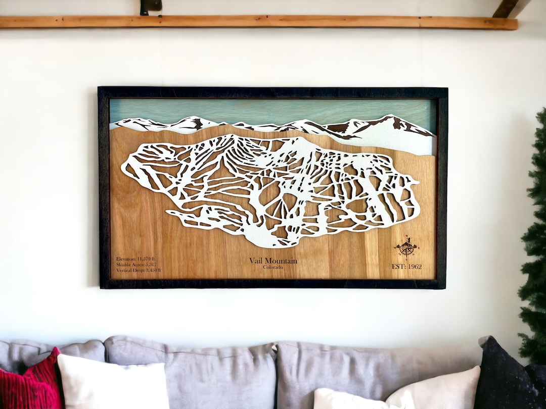 Vail, CO Ski Trail Map: 3D Layered Wood Mountain Art - Etsy