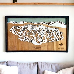 Vail Mountain Resort, Vail, CO - Mappa delle piste da sci, Mappa delle montagne, Mappa dello snowboard, Mappa a strati 3D, Arredamento della casa da sci