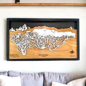 Breckenridge Ski Resort, Breckenridge, Colorado - Ski Trail Map, 3D, Layered, Ski House Decor, Snowboard Decor, Mountains