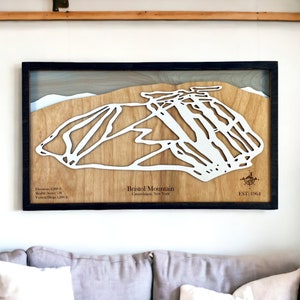 Bristol Mountain, New York- Ski Decor, Wood Ski Map, Ski Trail Art, 3D Layered Ski Resort Map, Ski House Decor, Snowboard Decor
