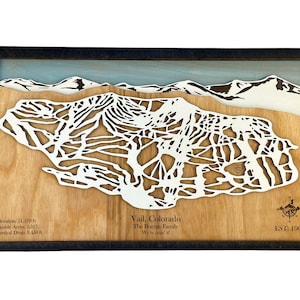 Custom Ski Trail Map Mountains, Ski, Snowboarding, Ski House Decor, Trails, 3D Layered Ski Map image 7