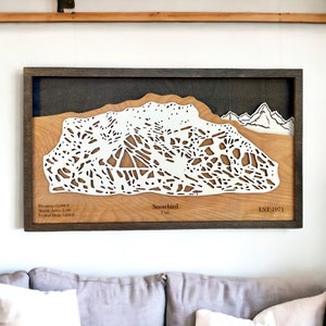 Station de ski des Snowbirds, Snowbird, Utah : carte des pistes de ski, décoration maison de ski, superpositions de montagnes 3D, décoration de snowboard