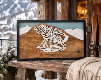 Aspen Highlands Ski Trail Map: 3D Layered Wood Art