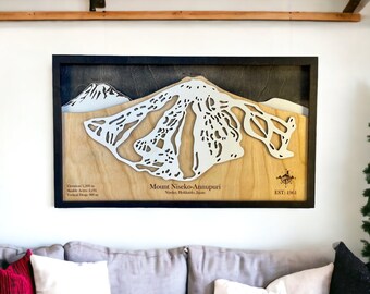 Mount Niseko Ski Trail Map: 3D Layered Wood Art