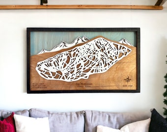 Big Mountain, Whitefish, Montana- Ski Decor, Wood Ski Map, Ski Trail Art, 3D Layered Ski Resort Map, Ski House Decor