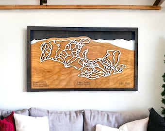 Deer Valley Expansion, Utah- Ski Decor, Wood Ski Map, Ski Trail Art, 3D Layered Ski Resort Map, Ski House Decor