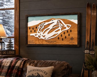 Willard Mountain Ski Map | Wooden Trail Map | Greenwich New York Ski Decor | Ski Gift | Mountain Wall Art | Ski House Decor
