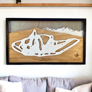 Badger Pass, Parque Nacional Yosemite, California- Mapa de pistas de esquí, 3D, Capas, Decoración de la casa de esquí, Decoración de snowboard, Montañas