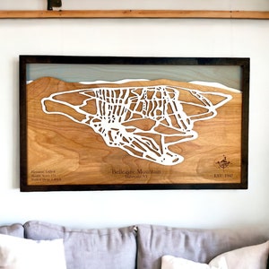 Belleayre Mountain - Highmount, New York- Ski Decor, Wood Ski Map, Ski Trail Art, 3D Layered Ski Resort Map, Ski House Decor