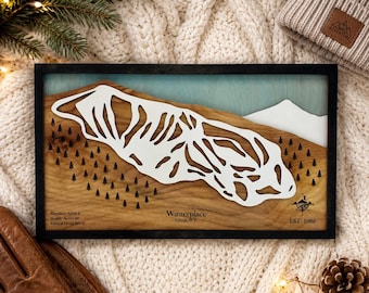 Winterplace Ski Resort Trail Map: 3D Layered Wood Art