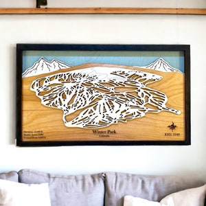 Winter Park Ski Resort in Winter Park, Colorado- Ski Decor, Wood Ski Map, Ski Trail Art, 3D Layered Ski Resort Map, Ski House Decor