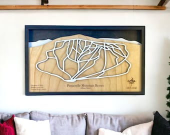 Pomerelle Mountain Resort Ski Map: 3D Layered Wood Art