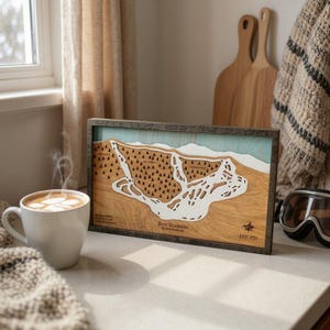 Bear Mountain Ski Trail Map: 3D Layered Wood Art