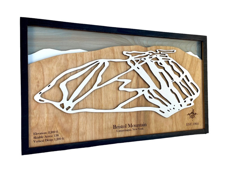 Custom Ski Trail Map Mountains, Ski, Snowboarding, Ski House Decor, Trails, 3D Layered Ski Map image 8