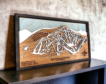 Custom Ski Trail Map - Mountains, Ski, Snowboarding, Ski House Decor, Trails, 3D Layered Ski Map