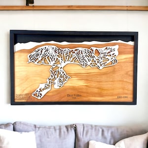 Skigebied Deer Valley, Utah: kaart skiroute, decor skihuis, 3D gelaagde bergen, snowboarddecor