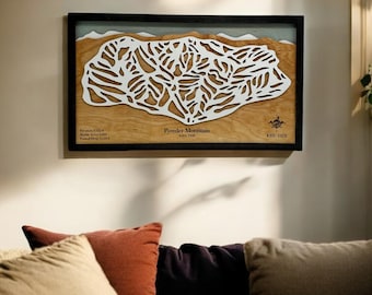 Powder Mountain Utah Ski Map: 3D Layered Wood Trail Art