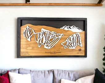 Snowshoe Mountain Ski Trail Map: 3D Layered Wood Art