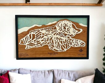 Bogus Basin Ski Trail Map: 3D Layered Wood Ski Resort Art