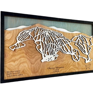 Custom Ski Trail Map Mountains, Ski, Snowboarding, Ski House Decor, Trails, 3D Layered Ski Map image 6