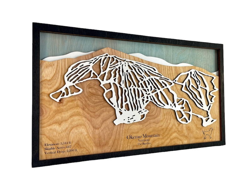 Custom Ski Trail Map Mountains, Ski, Snowboarding, Ski House Decor, Trails, 3D Layered Ski Map image 6