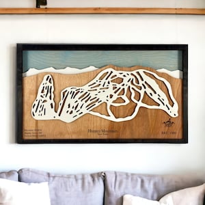 Hunter Mountain, New York- Ski Decor, Wood Ski Map, Ski Trail Art, 3D Layered Ski Resort Map, Ski House Decor, Snowboard Decor