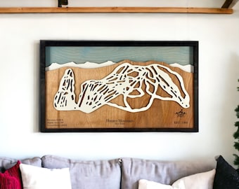 Hunter Mountain Ski Trail Map: 3D Layered Wood Art