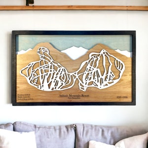 Attitash Mountain Resort, New Hampshire: Ski Pisten Karte, Ski Haus Dekor, 3D Schicht Berge, Snowboard Dekor