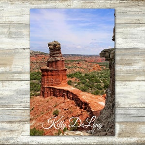 The Lighthouse Formation, Palo Duro Canyon. Striking vertical landscape perfect décor for country home, ranch, cabin or modern farmhouse.