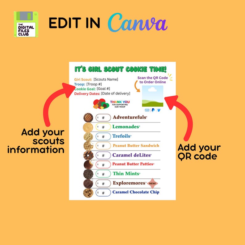 Scout Cookie Flyer | Printable & Editable in Canva | LBB + ABC Bakers ...