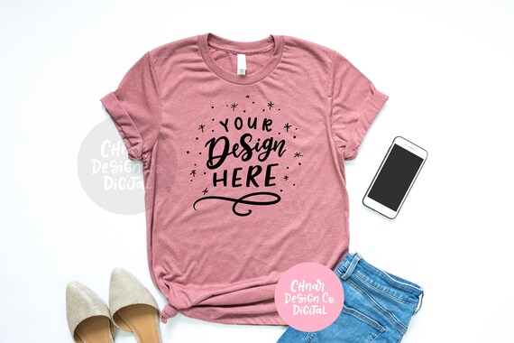 Bella And Canvas Flat Lay Mockup Bella Canvas 3001 Heather Etsy