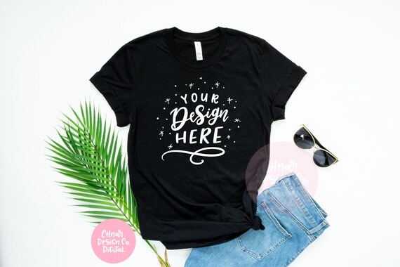 Bella And Canvas Flat Lay Mockup Bella Canvas 3001 Black Etsy