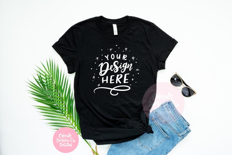 Download Bella and Canvas Flat Lay Mockup Bella Canvas 3001 Black | Etsy