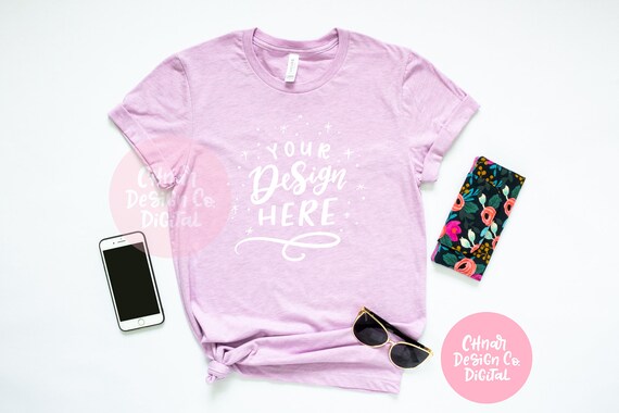 Bella Canvas 3001 Heather Prism Lilac Unisex T Shirt Mockup Etsy