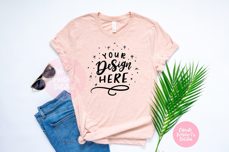 Download Bella and Canvas Flat Lay Mockup Bella Canvas 3001 Heather | Etsy