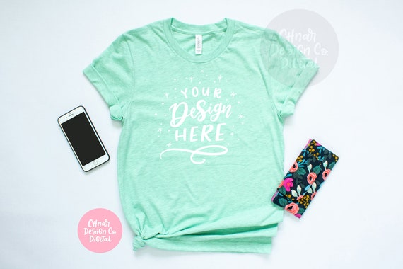 Download Bella Canvas 3001 Heather Prism Mint Unisex T Shirt Mockup Etsy
