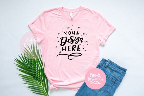 Download Bella Canvas 3001 Heather Pink Unisex T Shirt Mockup Spring Etsy