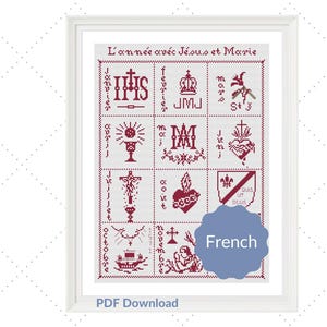 The Year with Jesus and Mary Catholic Cross Stitch Pattern FRENCH PDF Digital Download