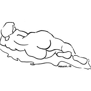 Giclee Print, Minimalist Line Art of  &quot;Reclining Woman&quot; From Original Brush and Ink Drawing On watercolor Paper