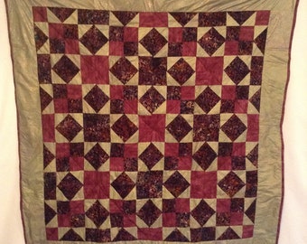 Diamond & Square Handmade Patchwork Throw Quilt