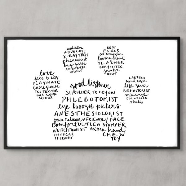 Paw Print Word Art, for vets, vet techs, and animal lovers, digital download