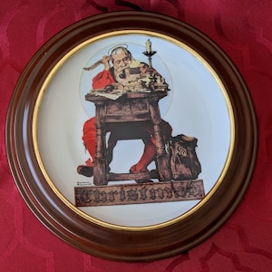 Vintage, Round, &quot;Authorized Reproduction, Dear Santa&quot; By Norman Rockwell, Dec. 21, 1935,  Curtis Publishing, 1988, Ltd. Ed., 30 Days Firing