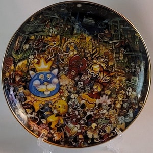 Vintage, Fine Porcelain, Collector Plate, Ltd. Ed., Franklin Mint Heirloom Recommendation, &quot;Meodi Gras&quot;, By Artist  Bill Bell, Cat Fancier