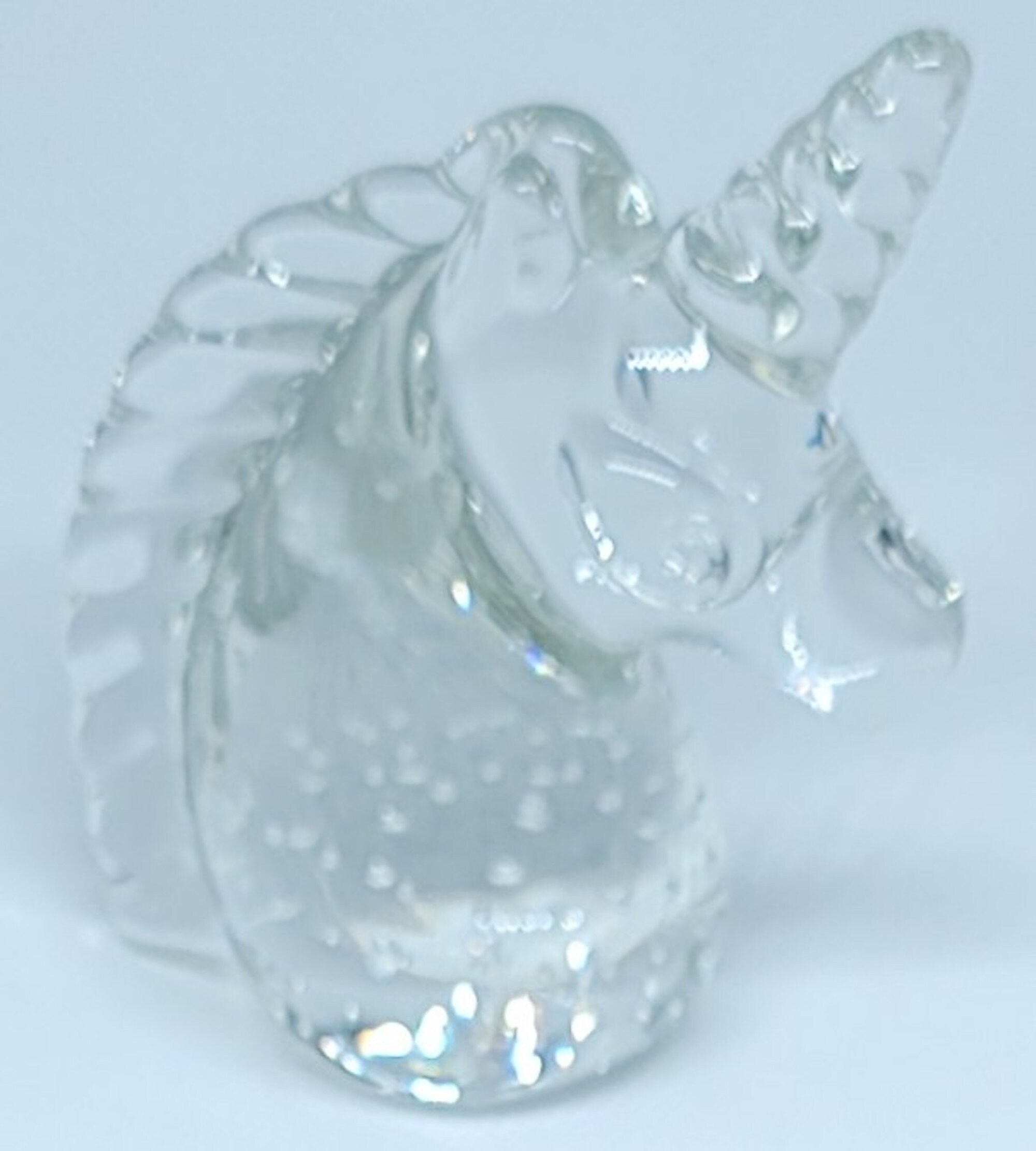 Clear Mouth Blown Vintage Art Glass Unicorn Paperweight Etsy