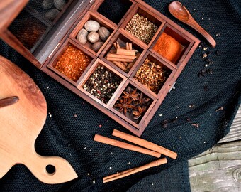 Masala Box, Spice Box, Indian Box, Indian Decor, Decorative Box, Indian spice Box, Accent Box, Jewelry Box, Puzzle Box