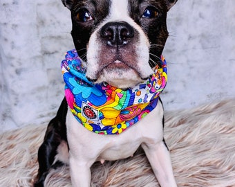 Bright Summer Pet Scarf: Handmade Reclaimed Fabric Infinity Scarf