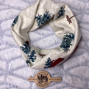 Handmade Christmas Pet Scarf: Red Truck & Tree Flannel Twisty-Scarf™