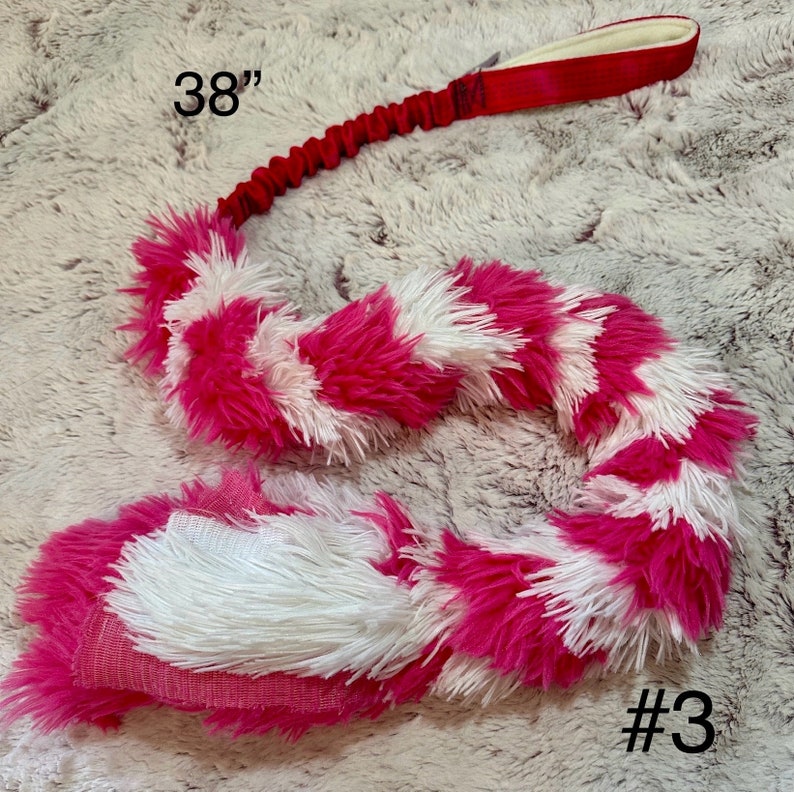 Foxtail Bungee Tug, Braided Agility Training Reward, Handmade Critter Harmony Tug Toy, Play Sporting Dog Fur, Fluffy Reward Training Gift image 3